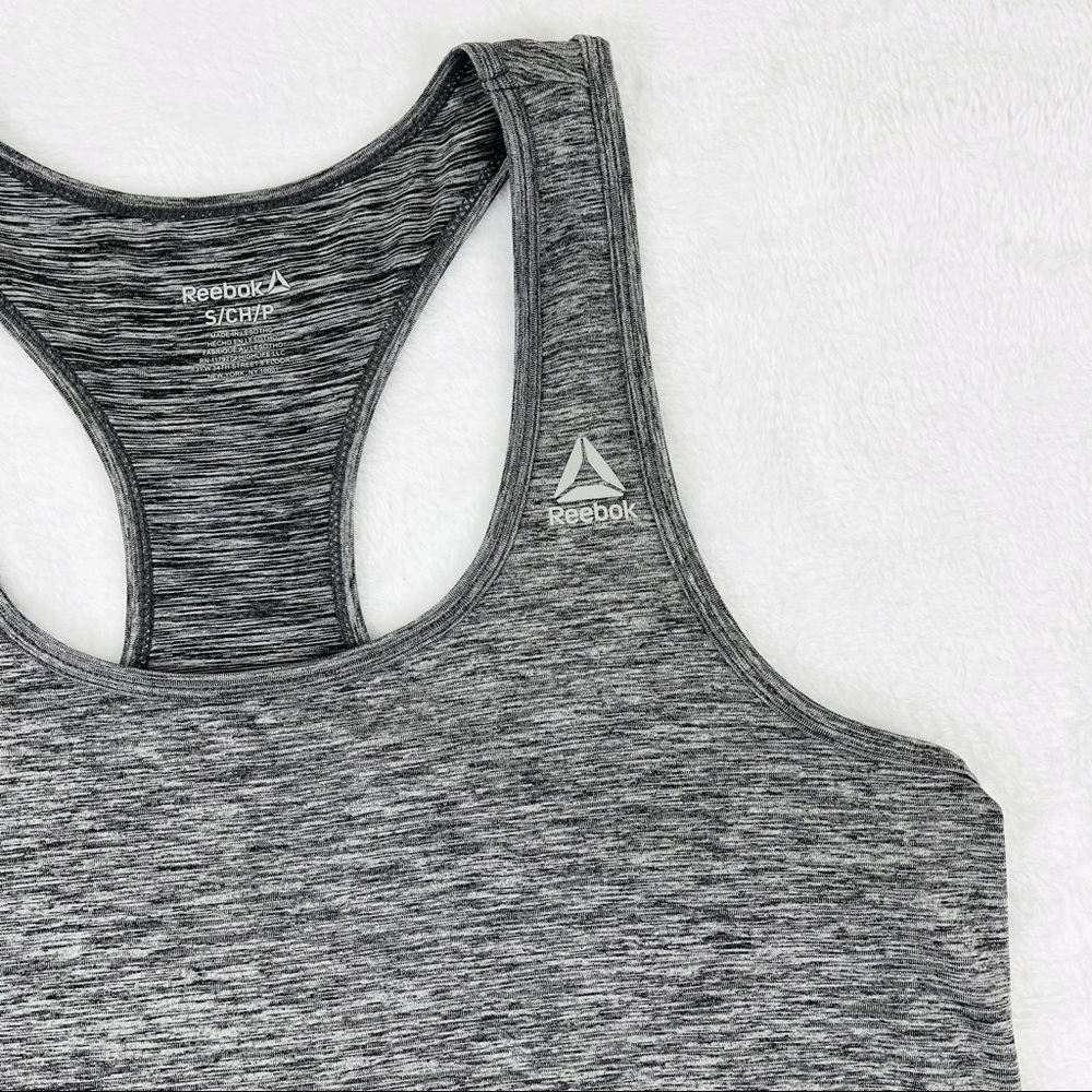 Reebok Marled Gray Racerback Tank Top Size Small - Picture 2 of 5